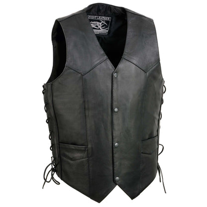 Event Leather's ELM3905 Men's 'Mayhem' 100% Genuine Motorcycle Leather Vest | Biker Vests with Embossed Skull & Wing