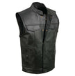 Event Leather ELM3910 Men's Black Motorcycle Leather Riders Club Style Vest w/ Dual Closure