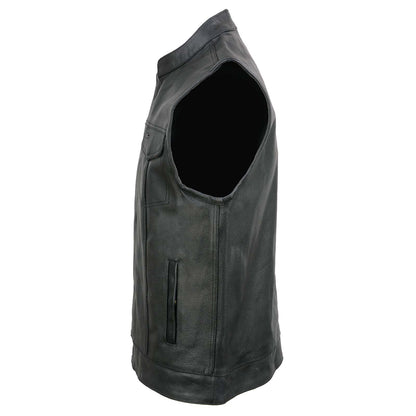Event Leather ELM3910 Black Motorcycle Leather Vest for Men w/ Dual Closure - Riding Club Adult Motorcycle Vests