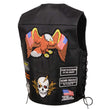 Event Leather ELM3920 Men's Black Leather Pre-Patched Bikers Vest w/ 6 Pockets - 23 Patches and Side Laces