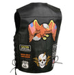 Event Leather ELM3920 Men's Black Leather Pre-Patched Bikers Vest w/ 6 Pockets - 23 Patches and Side Laces