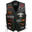 Event Leather ELM3920 Men's Black Leather Pre-Patched Bikers Vest w/ 6 Pockets - 23 Patches and Side Laces