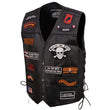 Event Leather ELM3920 Men's Black Leather Pre-Patched Bikers Vest w/ 6 Pockets - 23 Patches and Side Laces