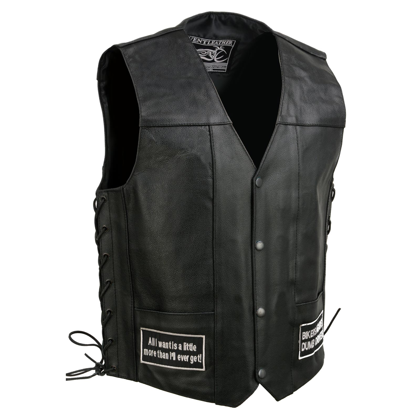Event Leather ELM3925 Black Motorcycle Leather Vest for Men w