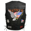 Event Leather ELM3930 Men’s Black Motorcycle Riders Leather Vest w/ 9 Patches and Adjustable Side Laces
