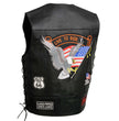 Event Leather ELM3930 Men’s Black Motorcycle Riders Leather Vest w/ 9 Patches and Adjustable Side Laces