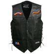 Event Leather ELM3930 Men’s Black Motorcycle Riders Leather Vest w/ 9 Patches and Adjustable Side Laces