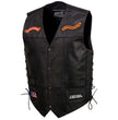 Event Leather ELM3930 Men’s Black Motorcycle Riders Leather Vest w/ 9 Patches and Adjustable Side Laces