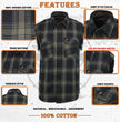 Milwaukee Leather MNG11695 Men’s Classic Black and Dark Grey Button-Down Flannel Cut Off Frayed Sleeveless Casual Shirt