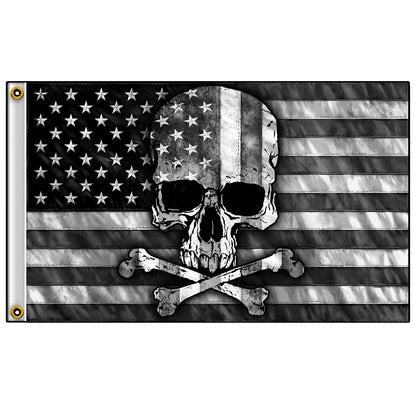 Hot Leathers FGA1073 Gray Skull Flag 3 Foot x 5 Foot