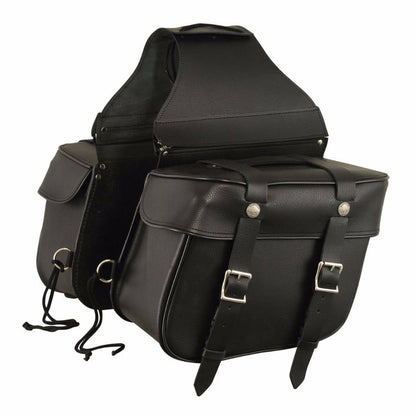 First Manufacturing FIBAG8000 Black Leather Motorcycle Saddlebags