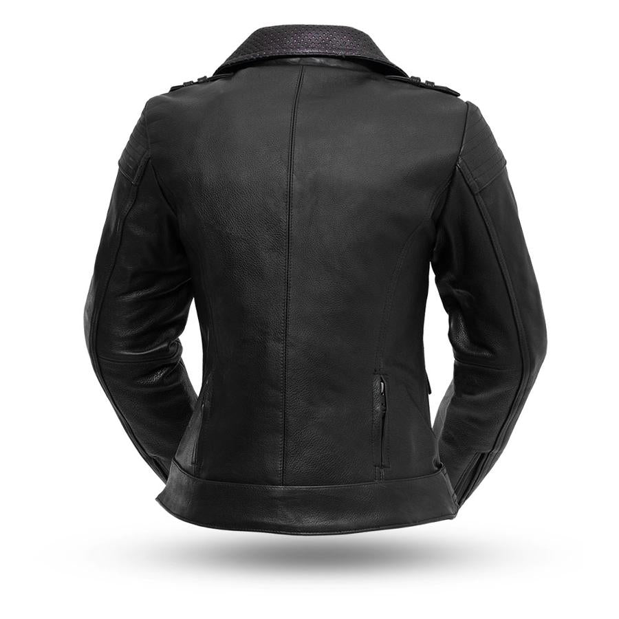 First Manufacturing FIL184CJS Women’s ‘The Iris’ Black Leather Motorcycle Jacket