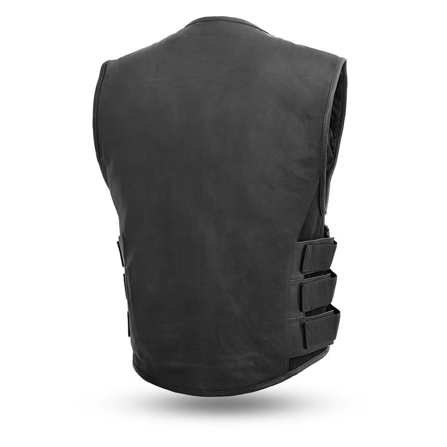 First Manufacturing FIM645 Men’s ‘The Commando’ Black Leather Vest with Carry Conceal Pockets