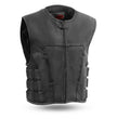 First Manufacturing FIM645 Men’s ‘The Commando’ Black Leather Vest with Carry Conceal Pockets