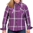 Hot Leathers FLL3010 Ladies Purple, White and Black Long Sleeve Flannel Shirt