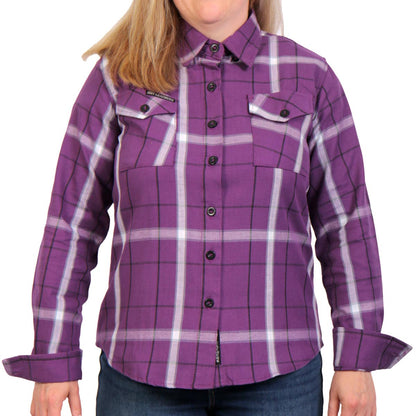 Hot Leathers FLL3010 Ladies 'Purple, White and Black' Flannel Shirt