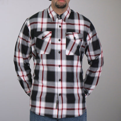 Hot Leathers FLM2003 Men's Black White and Red Long Sleeve Flannel Shirt