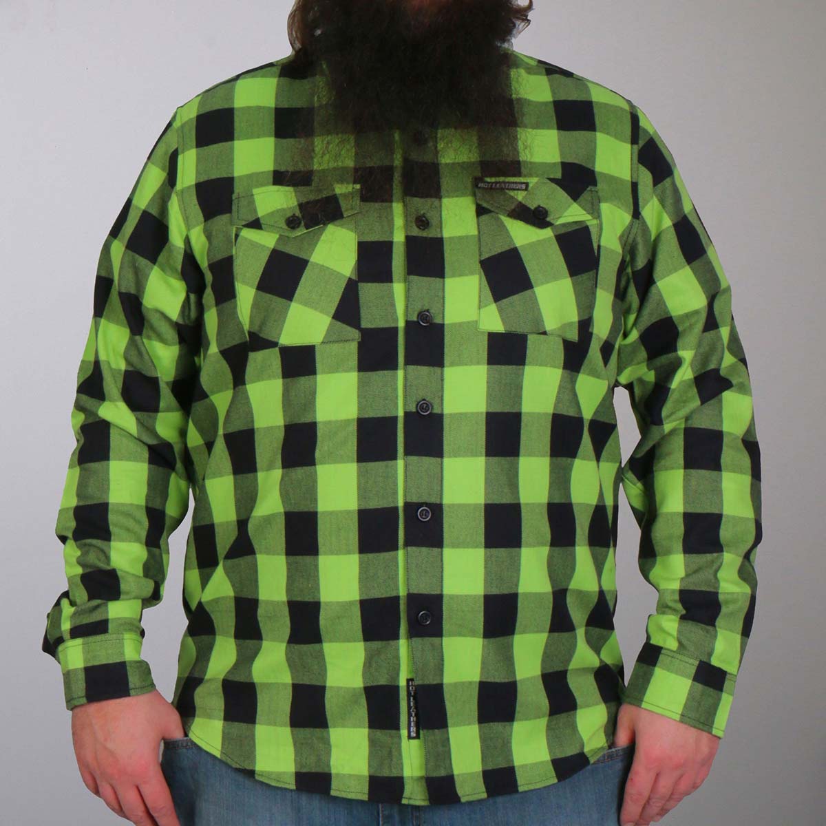 Hot Leathers FLM2005 Men's Black and Green Long Sleeve Flannel Shirt