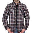 Hot Leathers FLM2008 Mens Brown Black and White Long Sleeve Flannel Shirt