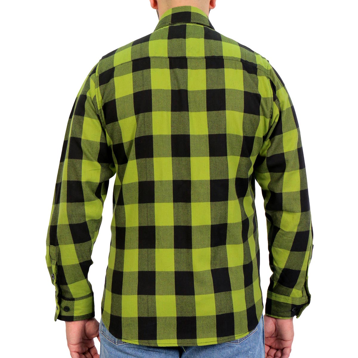 Hot Leathers FLM2015 Men's Black and Light Green Long Sleeve Flannel Shirt