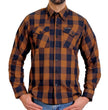 Hot Leathers FLM2016 Men's Brown and Navy-Blue Long Sleeve Flannel Shirt