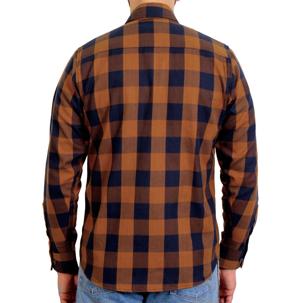 Hot Leathers FLM2016 Men's Brown and Navy-Blue Long Sleeve Flannel Shirt