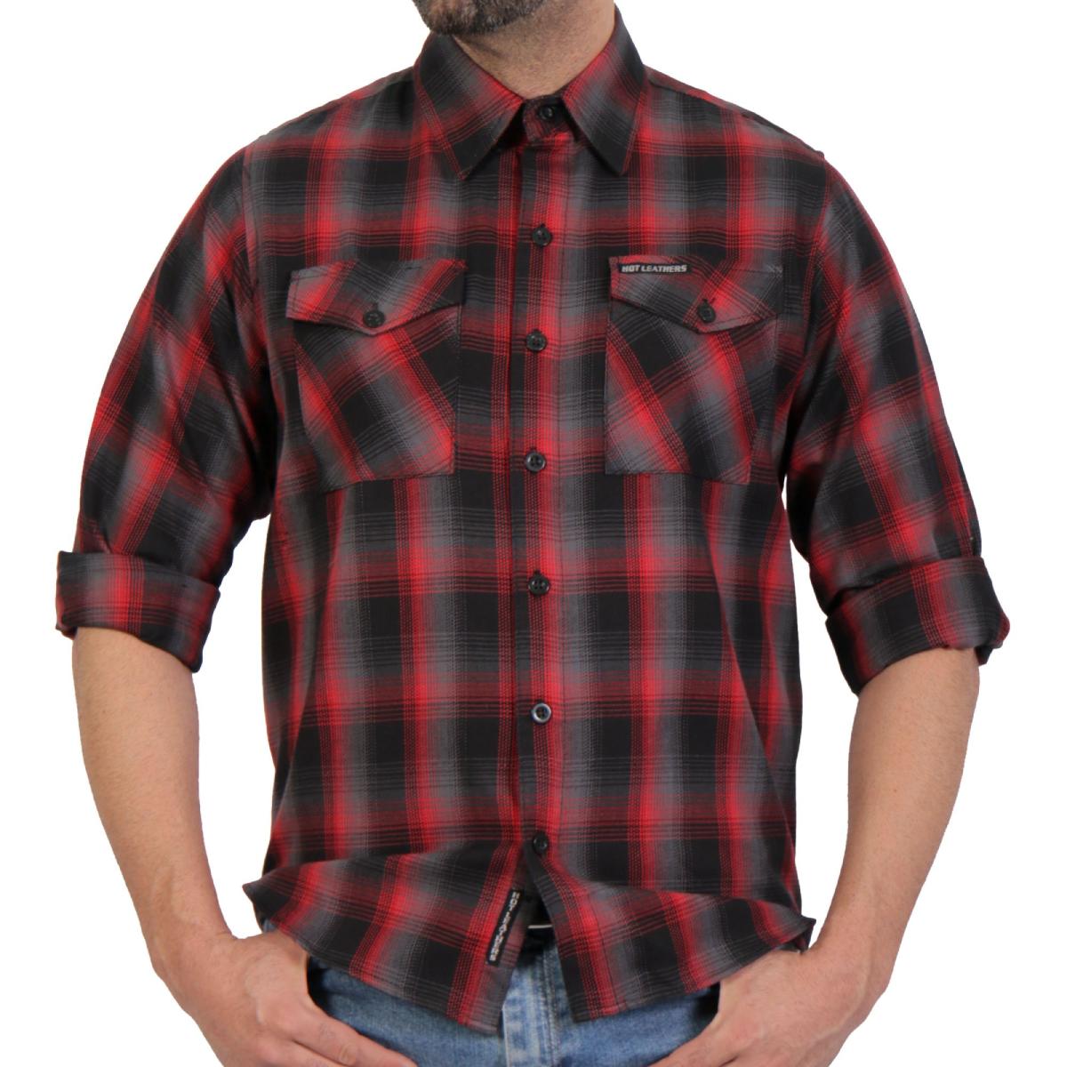 Hot Leathers FLM2017 Men's Red and Gray Long Sleeve Flannel Shirt