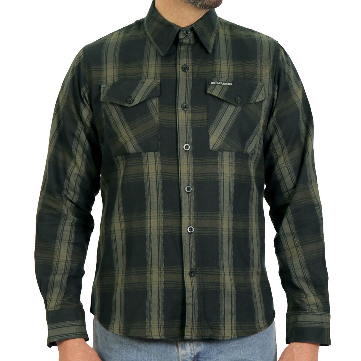 Hot Leathers FLM2018 Men's Black and Green Long Sleeve Flannel Shirt