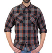 Hot Leathers FLM2020 Men's Black, Gray and Orange Flannel Long Sleeve Shirt
