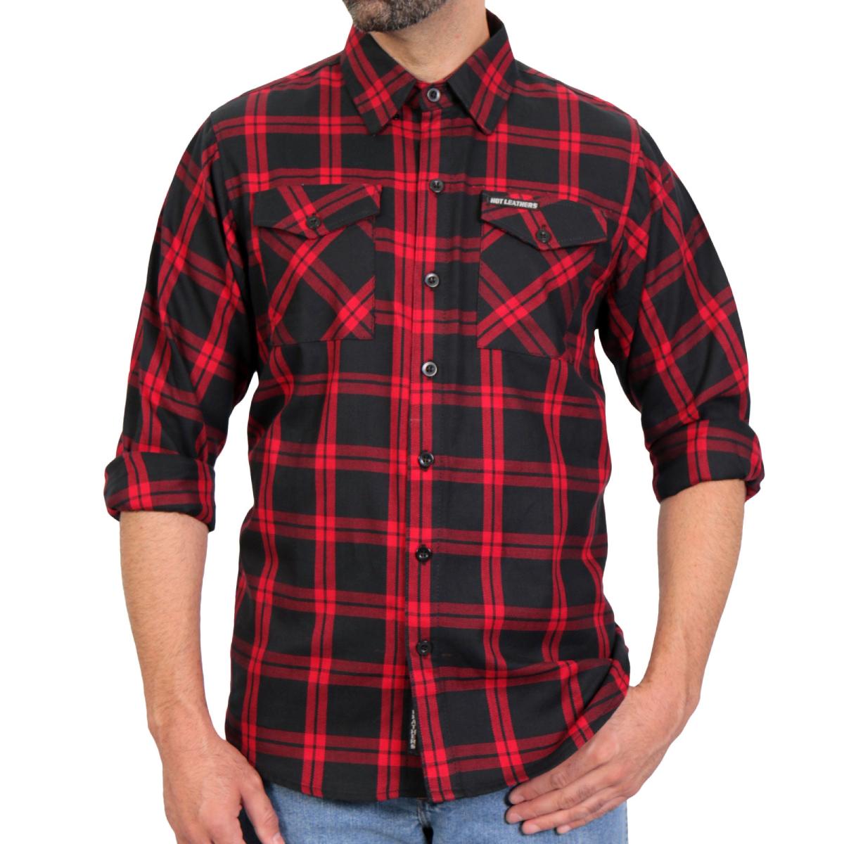 Hot Leathers FLM2021 Men's 'Red and Black' Flannel Long Sleeve Shirt