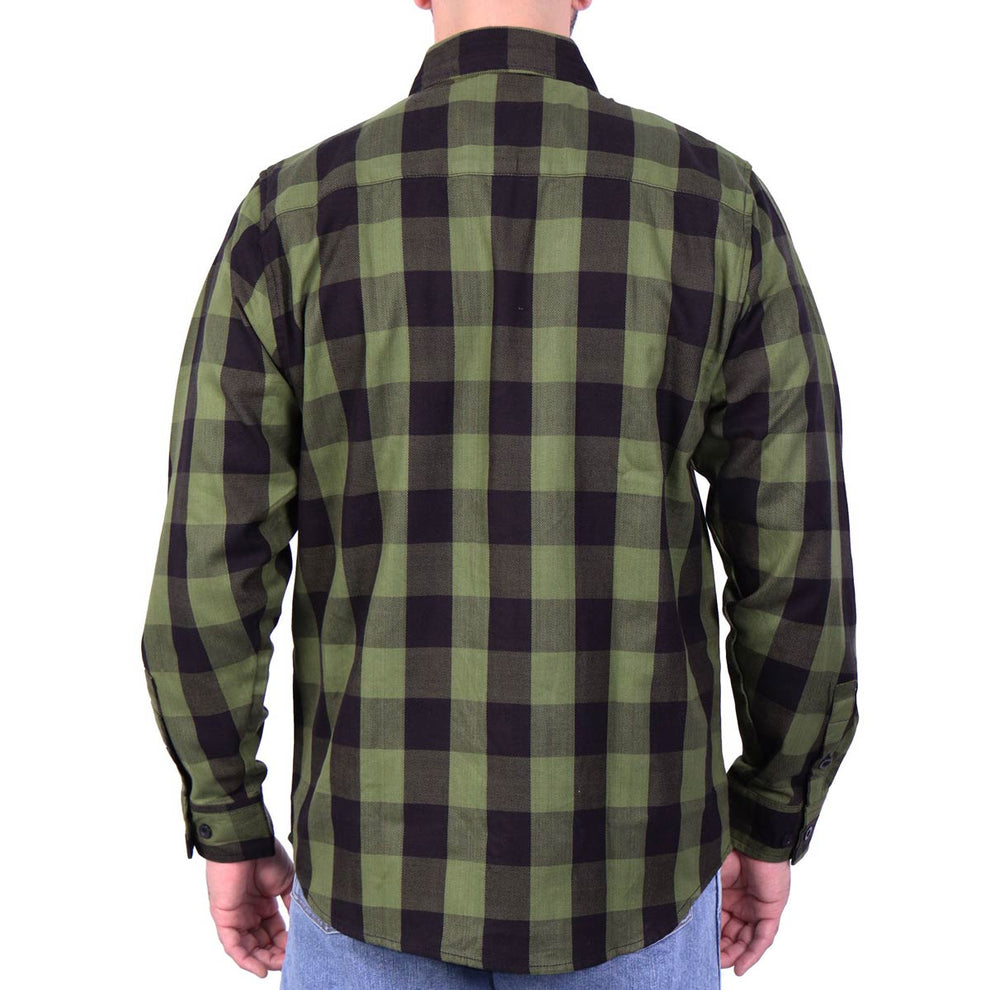 Hot Leathers FLM2027 Men's OD Green and Black Long Sleeve Flannel Shir ...