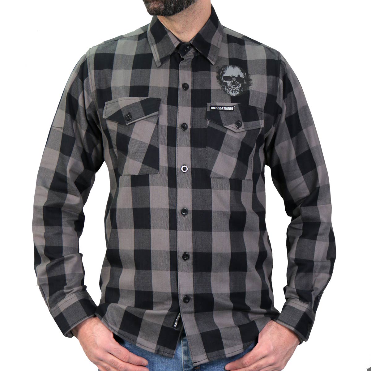 Hot Leathers FLM2101 Men's Grave Rub Flannel Long Sleeve Shirt