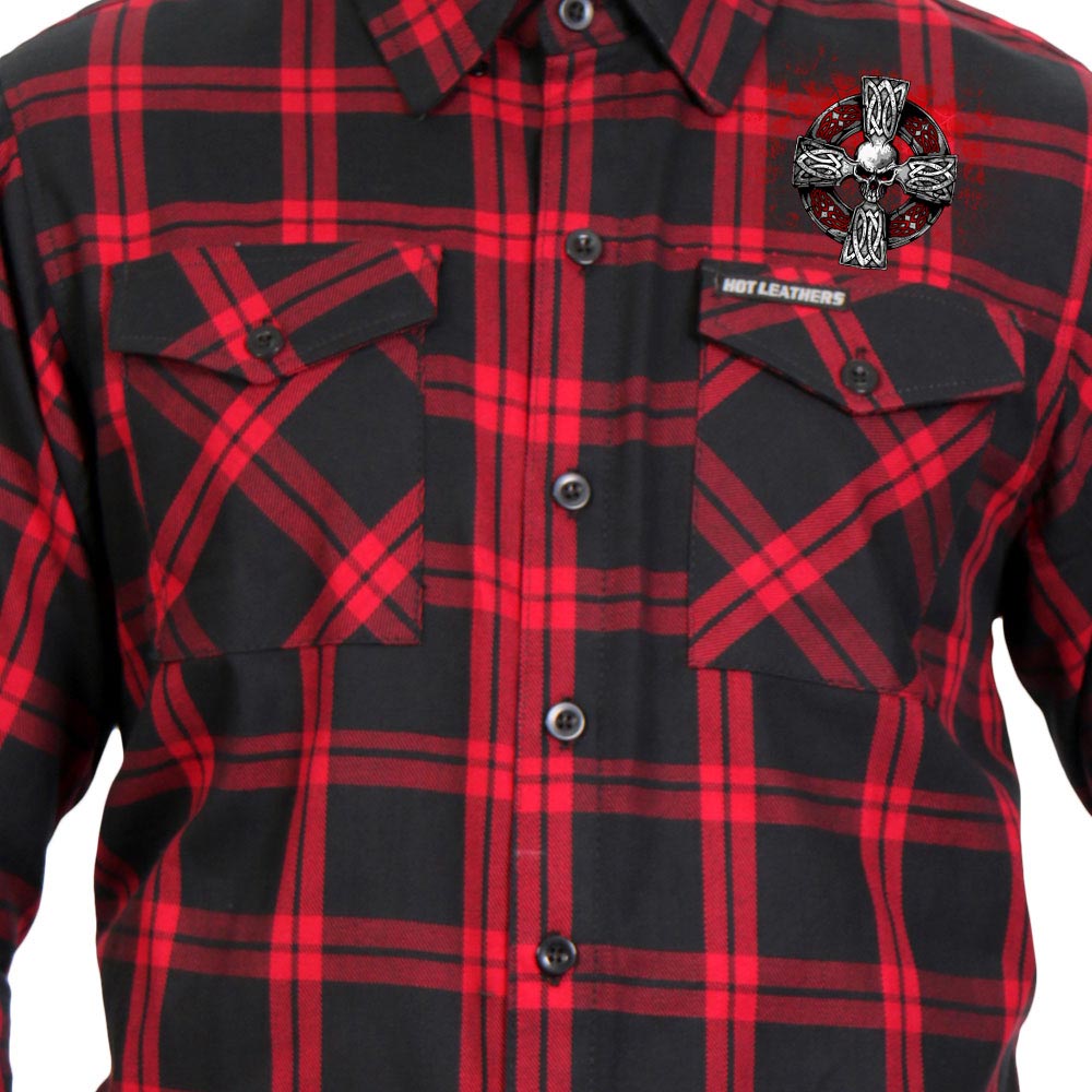 Hot Leathers FLM2112 Men's 'Celtic Cross' Flannel Long Sleeve Shirt