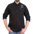 Hot Leathers FLM2113 Men's Black Flag Skull Long Sleeve Flannel Shirt