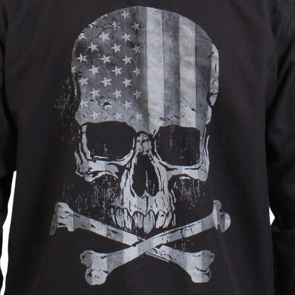 Hot Leathers FLM2113 Men's 'Black Flag Skull' Long Sleeve Flannel Shirt