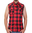 Hot Leathers FLM5001 Men’s Black and Red Sleeveless Cotton Flannel Shirt