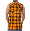 Hot Leathers FLM5003 Men’s Black and Orange Sleeveless Cotton Flannel Shirt