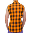 Hot Leathers FLM5003 Men’s Black and Orange Sleeveless Cotton Flannel Shirt