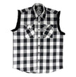 Hot Leathers FLM5202 Men's Black and White Sleeveless Flannel Fringe Shirt