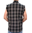 Hot Leathers FLM5203 Men's Sleeveless Fringe Grey and Black Flannel Shirt