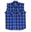 Hot Leathers FLM5208 Men's Sleeveless Fringe Blue and Black Flannel Shirt