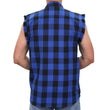 Hot Leathers FLM5208 Men's Sleeveless Fringe Blue and Black Flannel Shirt