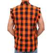 Hot Leathers FLM5210 Men's Sleeveless Fringe Orange and Black Flannel Shirt
