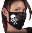 Milwaukee Leather FMD1020 Ladies 'Rose and Skull' 100 % Cotton Protective Face Mask with Optional Filter Pocket