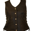 First Manufacturing FML566CCF Women’s Black Side Lace Conceal and Storage Pocket Leather Vest