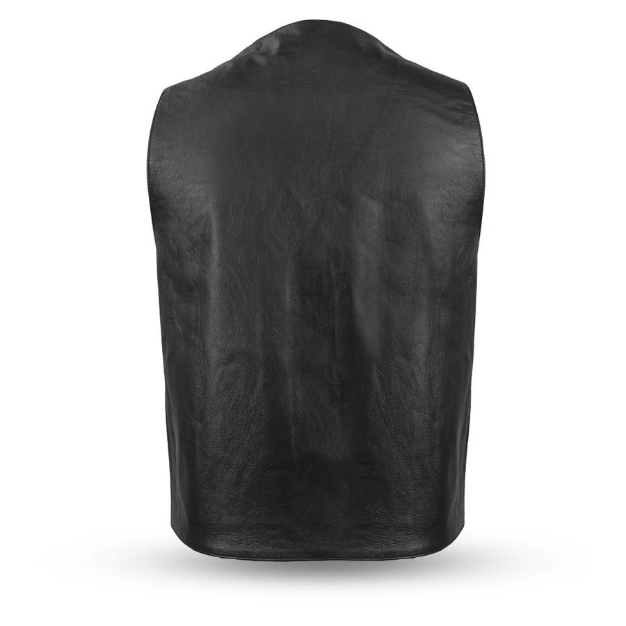 First Manufacturing FMM611BSF Men’s ‘The Gun Runner’ Black Western Style Leather Vest with Conceal Cary Pockets