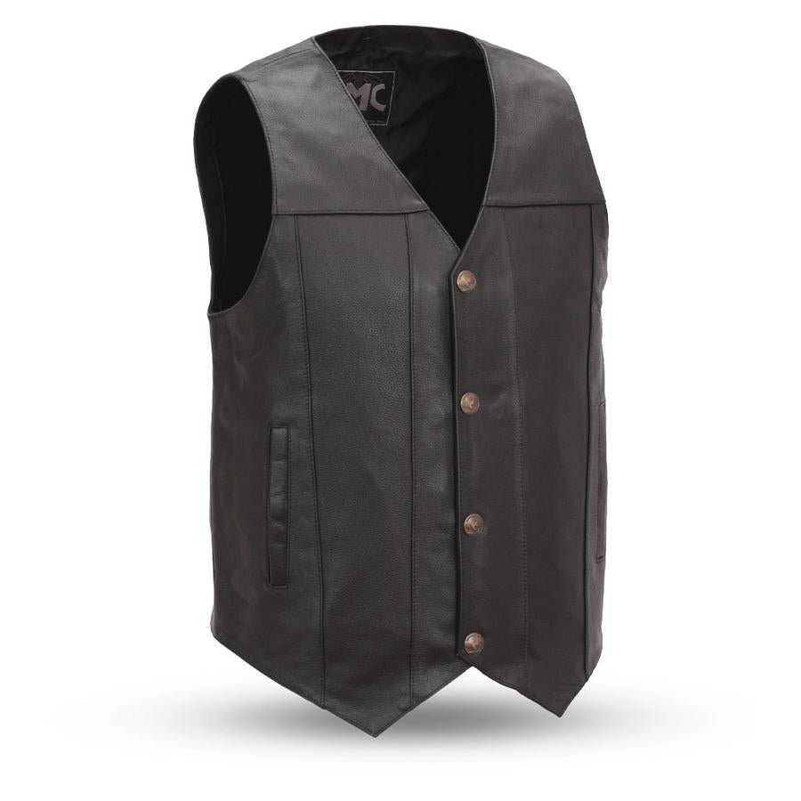 First Manufacturing FMM611BSF Men’s ‘The Gun Runner’ Black Western Style Leather Vest with Conceal Cary Pockets