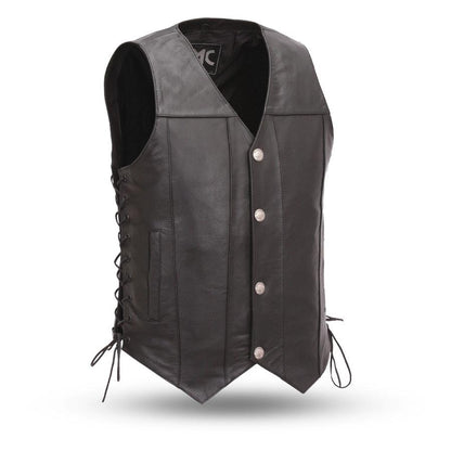 First Manufacturing FMM612BSF Men’s ‘The Gun Slinger’ Western Style Leather Vest with Conceal Cary Pockets and Side Lacing