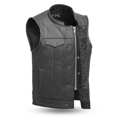 First Manufacturing FMM690BSF Men’s ‘The Blaster’ Club Style Leather Vest with Concealed Carry Pockets