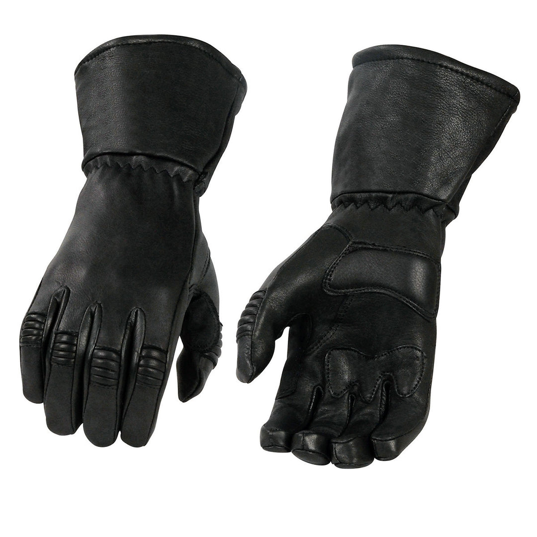 Milwaukee Leather SH852 Men's Black Deerskin Leather Gauntlet Gloves Black / X-Small